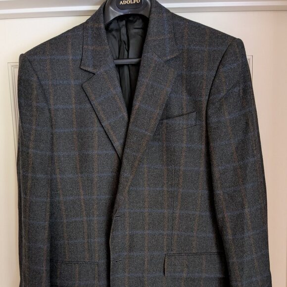LNWOT Recent Chester Barrie Tweedy Charoal Gray Plaid Wool Sport Coat US42R